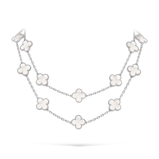 [Legend]CLASSIC 20-MOTIF LUCKY CLOVER LONG NECKLACE WHITE GOLD COLLECTION