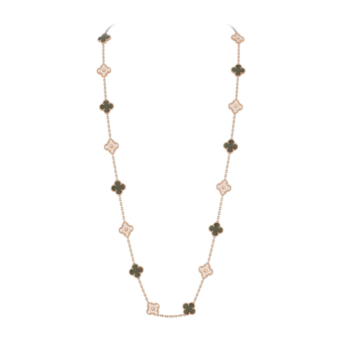 [Legend]CLASSIC 20-MOTIF LUCKY CLOVER LONG NECKLACE ROSE GOLD COLLECTION