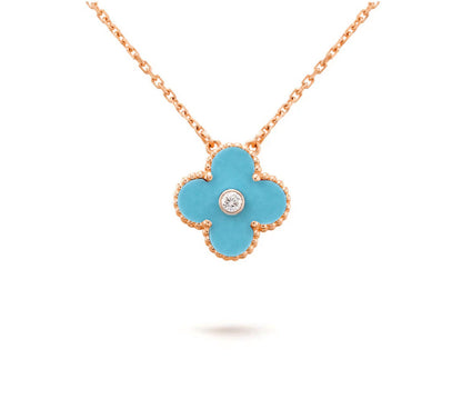 [Legend]15MM CLOVER FLOWER DIAMOND PENDANT NECKLACE COLLECTION