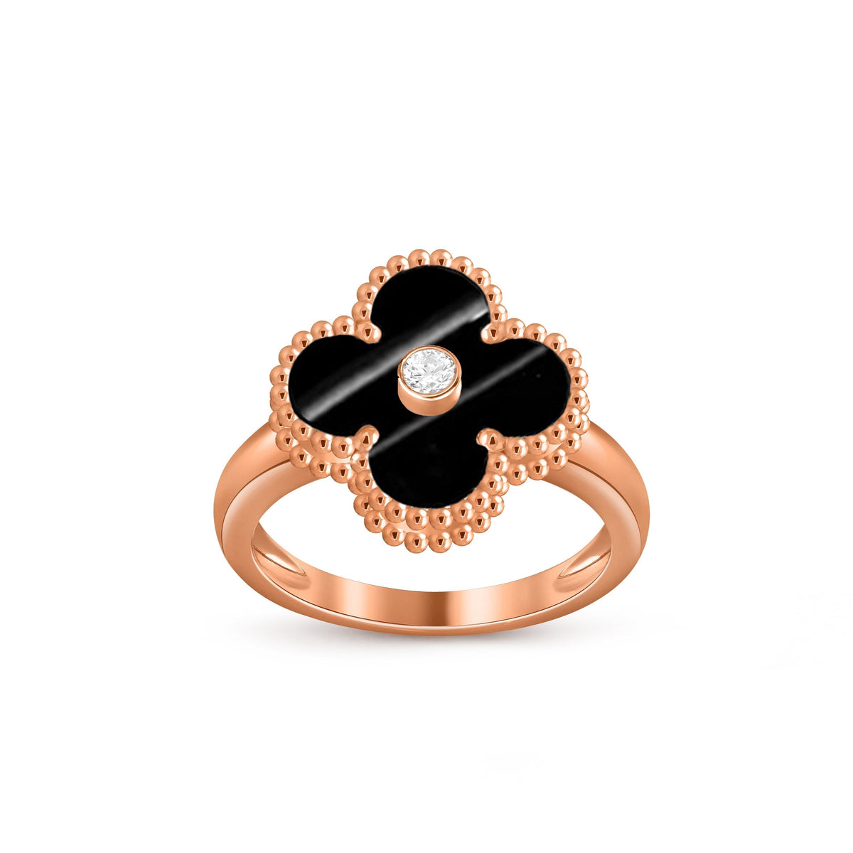 [Legend]LUCKY CLOVER DIAMOND-ACCENT ROSE GOLD RING COLLECTION