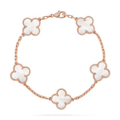 [Legend]LUCKY CLOVER 5-MOTIF BRACELET - WHITE MOTHER-OF-PEARL COLLECTION
