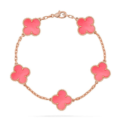 [Legend]LUCKY CLOVER 5-MOTIF BRACELET - PINK MOTHER-OF-PEARL COLLECTION