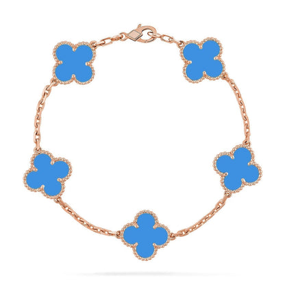[Legend]LUCKY CLOVER 5-MOTIF BRACELET - BLUE AGATE COLLECTION