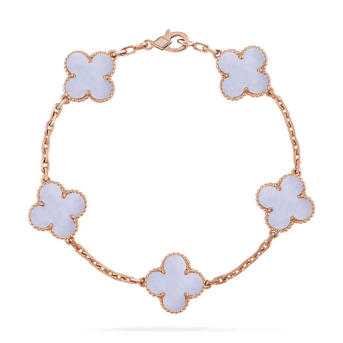 [Legend]LUCKY CLOVER 5-MOTIF BRACELET - PURPLE CHALCEDONY COLLECTION