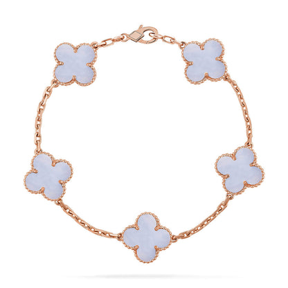 [Legend]LUCKY CLOVER 5-MOTIF BRACELET - PURPLE CHALCEDONY COLLECTION