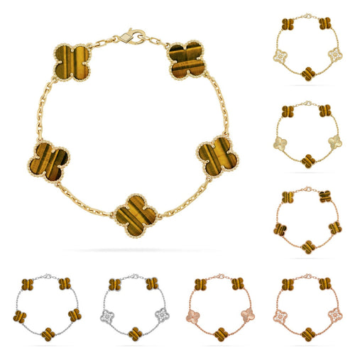 [Legend]LUCKY CLOVER 5-MOTIF BRACELET -  TIGER’S EYE COLLECTION