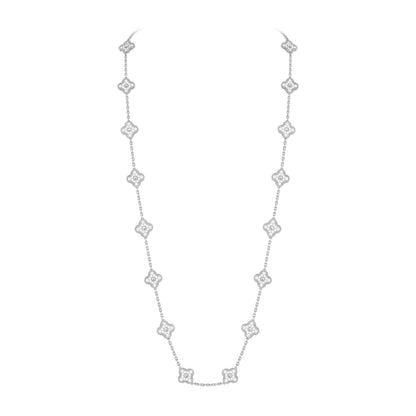 [Legend]CLASSIC 20-MOTIF LUCKY CLOVER LONG NECKLACE WHITE GOLD COLLECTION