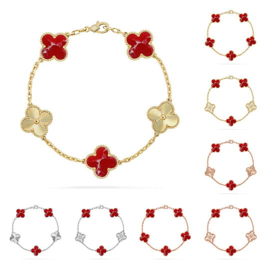 [Legend]LUCKY CLOVER 5-MOTIF BRACELET - RED LARIMAR COLLECTION