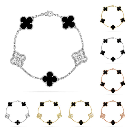 [Legend]LUCKY CLOVER 5-MOTIF BRACELET - BLACK OXNY COLLECTION