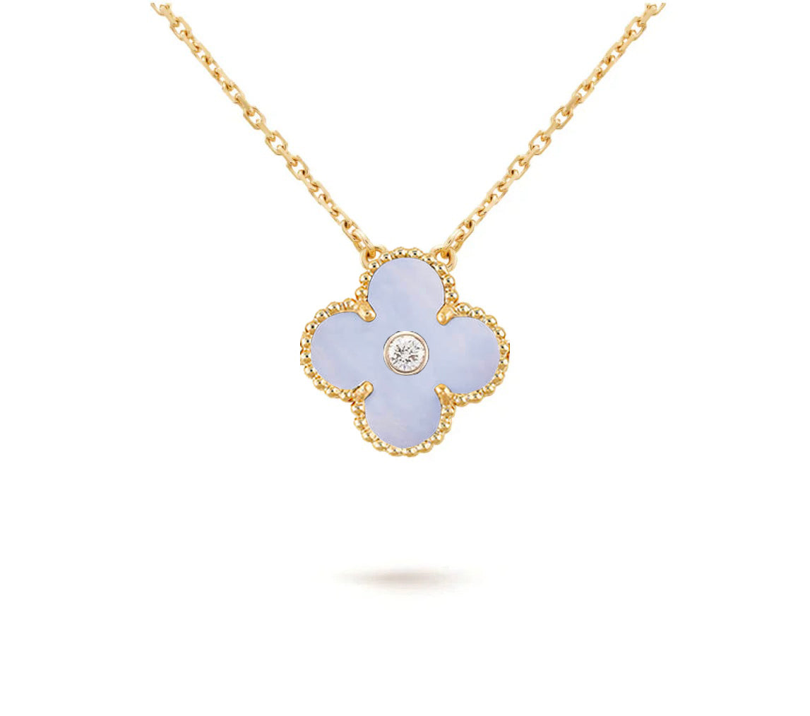 [Legend]15MM CLOVER FLOWER DIAMOND PENDANT NECKLACE COLLECTION