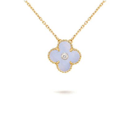 [Legend]15MM CLOVER FLOWER DIAMOND PENDANT NECKLACE COLLECTION