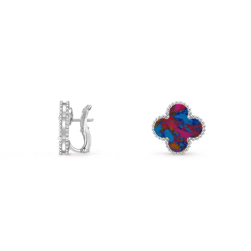 [Legend]15MM CLOVER FLOWER STUD EARRINGS WHITE GOLD COLLECTION