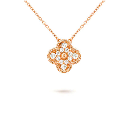 [Legend]15MM CLOVER FLOWER DIAMOND PENDANT NECKLACE COLLECTION