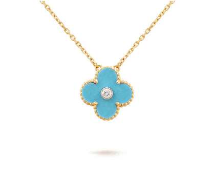 [Legend]15MM CLOVER FLOWER DIAMOND PENDANT NECKLACE COLLECTION