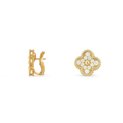 [Legend]15MM CLOVER FLOWER STUD EARRINGS GOLD COLLECTION