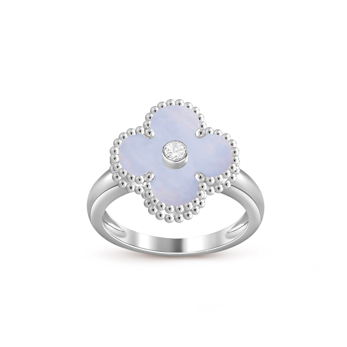 [Legend]LUCKY CLOVER DIAMOND-ACCENT WHITE GOLD RING COLLECTION