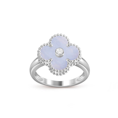 [Legend]LUCKY CLOVER DIAMOND-ACCENT WHITE GOLD RING COLLECTION