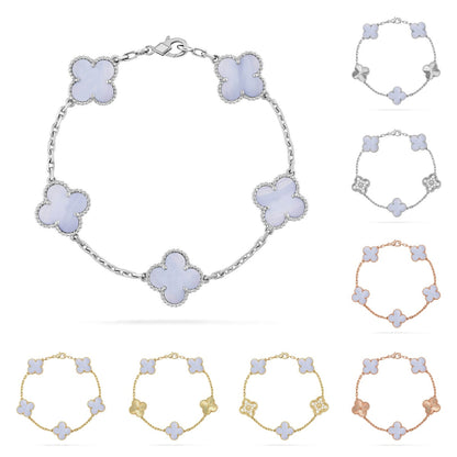 [Legend]LUCKY CLOVER 5-MOTIF BRACELET - PURPLE CHALCEDONY COLLECTION