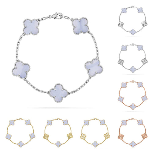 [Legend]LUCKY CLOVER 5-MOTIF BRACELET - PURPLE CHALCEDONY COLLECTION