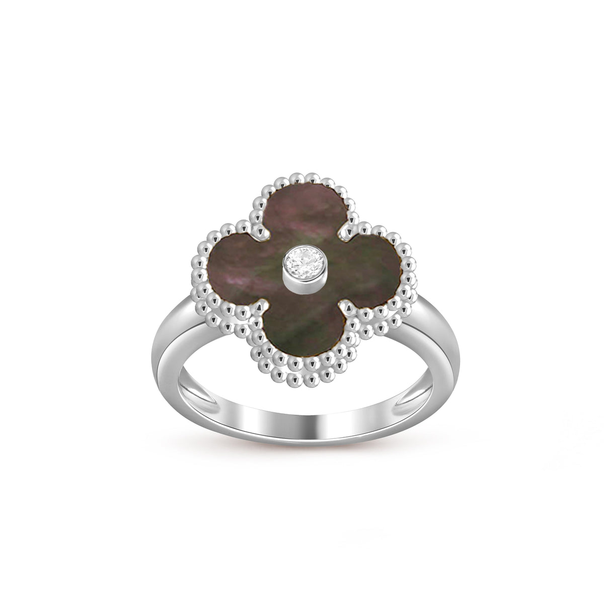 [Legend]LUCKY CLOVER DIAMOND-ACCENT WHITE GOLD RING COLLECTION
