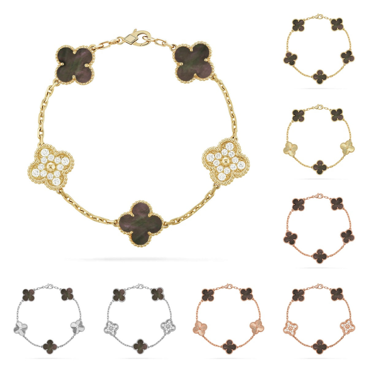 [Legend]LUCKY CLOVER 5-MOTIF BRACELET - GREY MOTHER-OF-PEARL COLLECTION