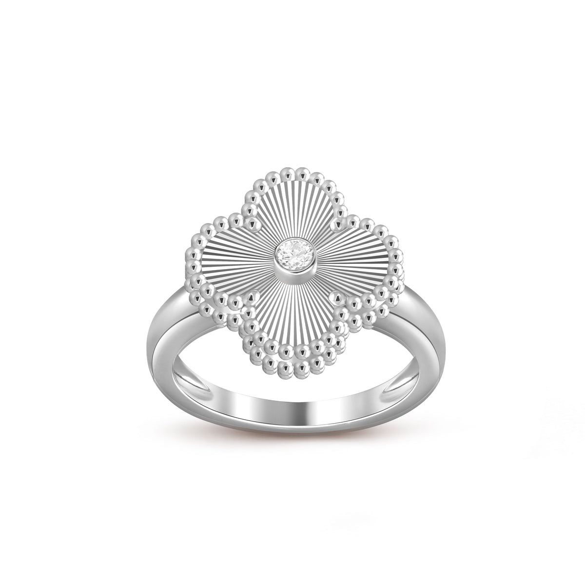 [Legend]LUCKY CLOVER DIAMOND-ACCENT WHITE GOLD RING COLLECTION