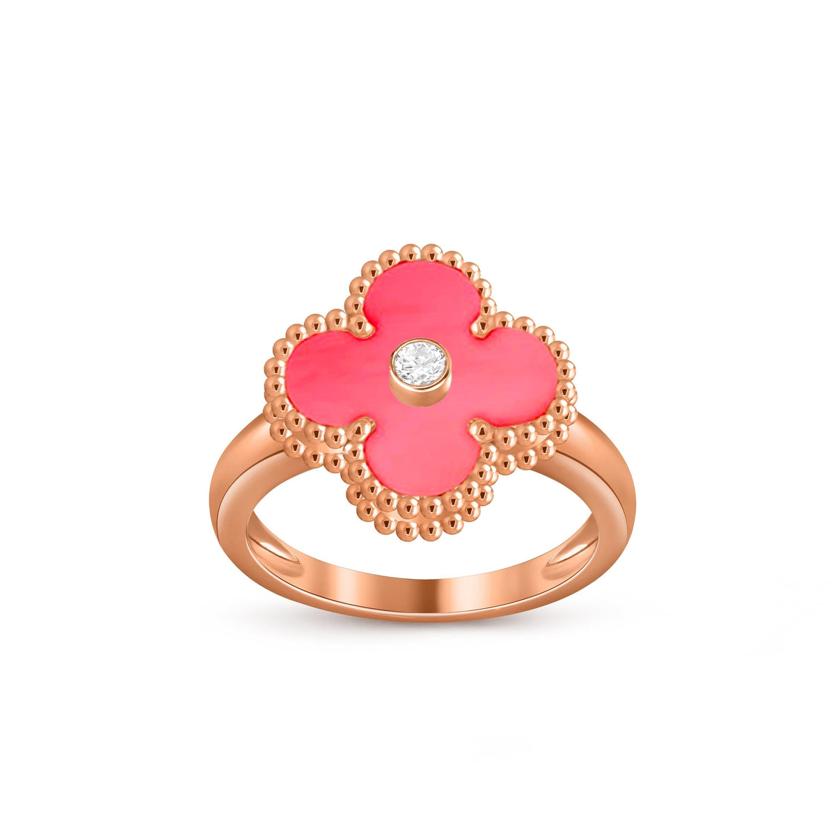 [Legend]LUCKY CLOVER DIAMOND-ACCENT ROSE GOLD RING COLLECTION
