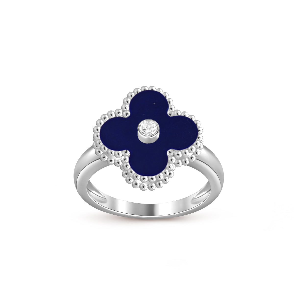 [Legend]LUCKY CLOVER DIAMOND-ACCENT WHITE GOLD RING COLLECTION
