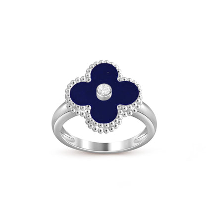 [Legend]LUCKY CLOVER DIAMOND-ACCENT WHITE GOLD RING COLLECTION
