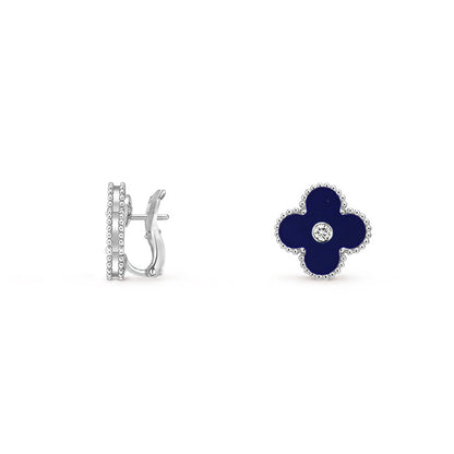 [Legend]15MM CLOVER FLOWER STUD EARRINGS DIAMOND-WHITE GOLD COLLECTION