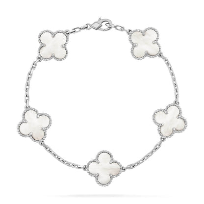 [Legend]LUCKY CLOVER 5-MOTIF BRACELET - WHITE MOTHER-OF-PEARL COLLECTION
