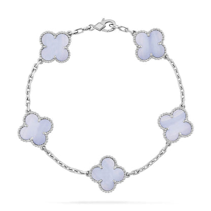 [Legend]LUCKY CLOVER 5-MOTIF BRACELET - PURPLE CHALCEDONY COLLECTION