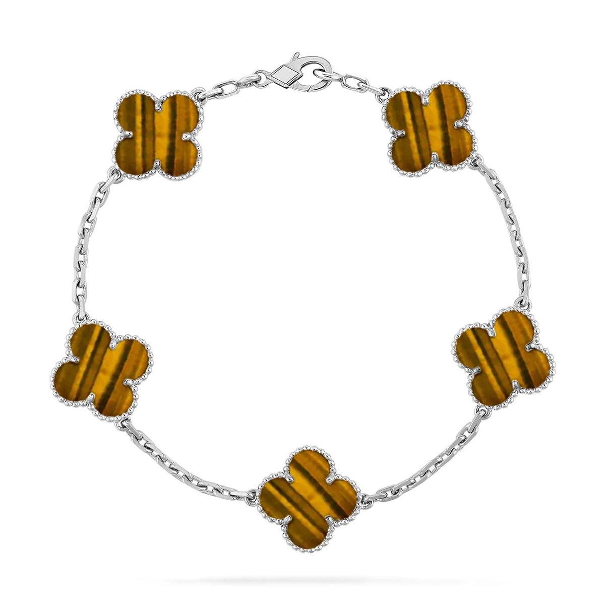 [Legend]LUCKY CLOVER 5-MOTIF BRACELET -  TIGER’S EYE COLLECTION