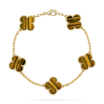 [Legend]LUCKY CLOVER 5-MOTIF BRACELET -  TIGER’S EYE COLLECTION