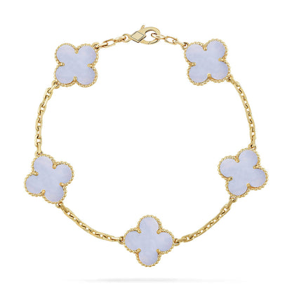 [Legend]LUCKY CLOVER 5-MOTIF BRACELET - PURPLE CHALCEDONY COLLECTION