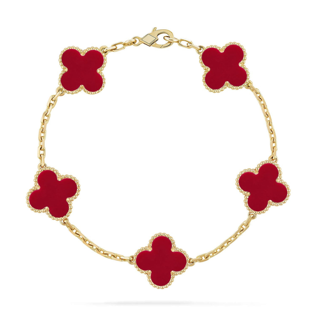 [Legend]LUCKY CLOVER 5-MOTIF BRACELET - RED CARNELIAN COLLECTION