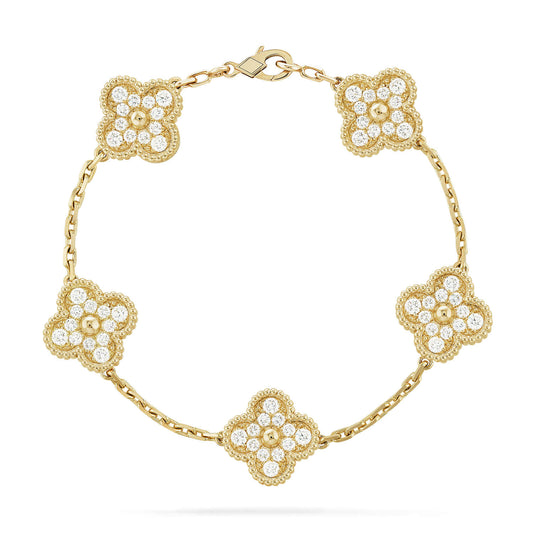 [Legend]LUCKY CLOVER 5-MOTIF BRACELET - FULL-DIAMOND