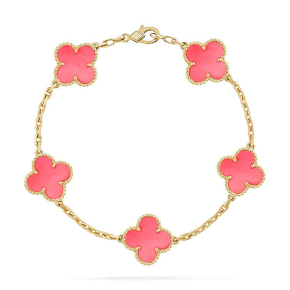 [Legend]LUCKY CLOVER 5-MOTIF BRACELET - PINK MOTHER-OF-PEARL COLLECTION