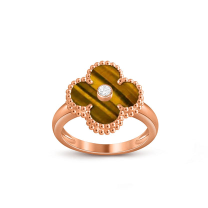 [Legend]LUCKY CLOVER DIAMOND-ACCENT ROSE GOLD RING COLLECTION