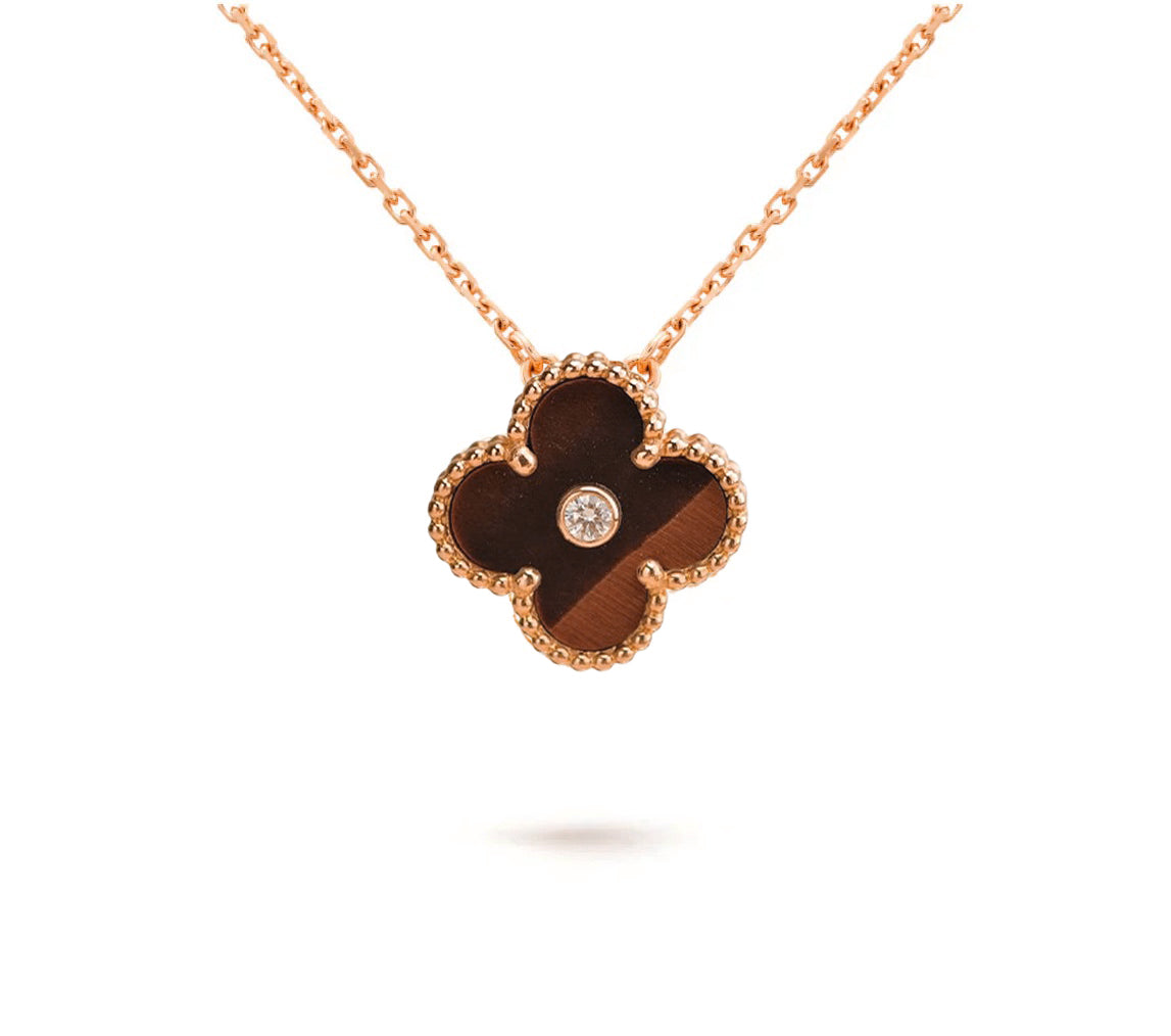 [Legend]15MM CLOVER FLOWER DIAMOND PENDANT NECKLACE COLLECTION