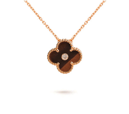 [Legend]15MM CLOVER FLOWER DIAMOND PENDANT NECKLACE COLLECTION