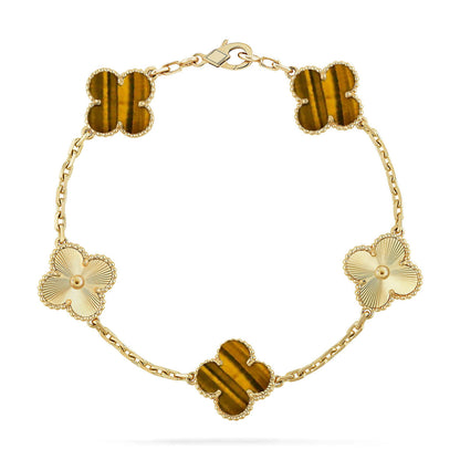 [Legend]LUCKY CLOVER 5-MOTIF BRACELET -  TIGER’S EYE COLLECTION