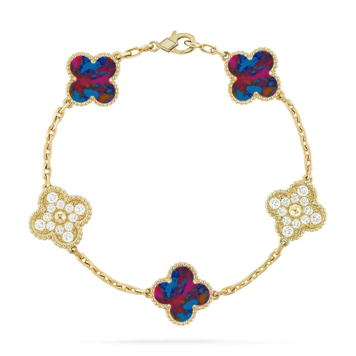 [Legend]LUCKY CLOVER 5-MOTIF BRACELET - MULTI-GEM COLLECTION