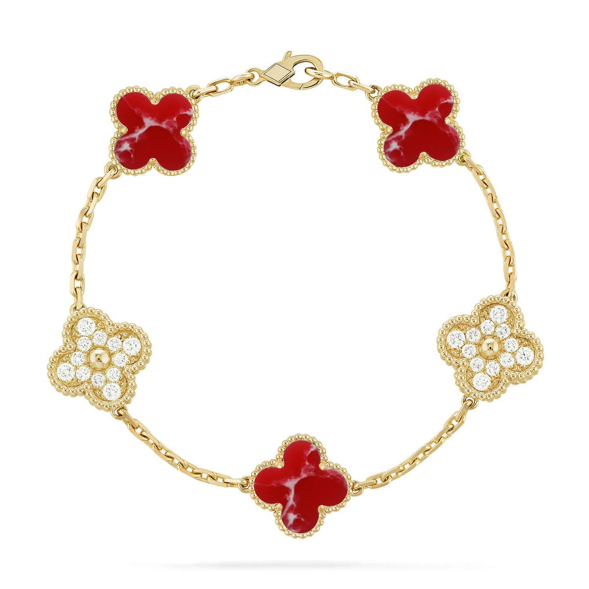 [Legend]LUCKY CLOVER 5-MOTIF BRACELET - RED LARIMAR COLLECTION