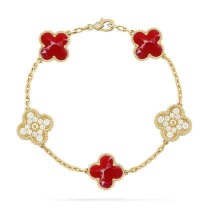 [Legend]LUCKY CLOVER 5-MOTIF BRACELET - RED LARIMAR COLLECTION