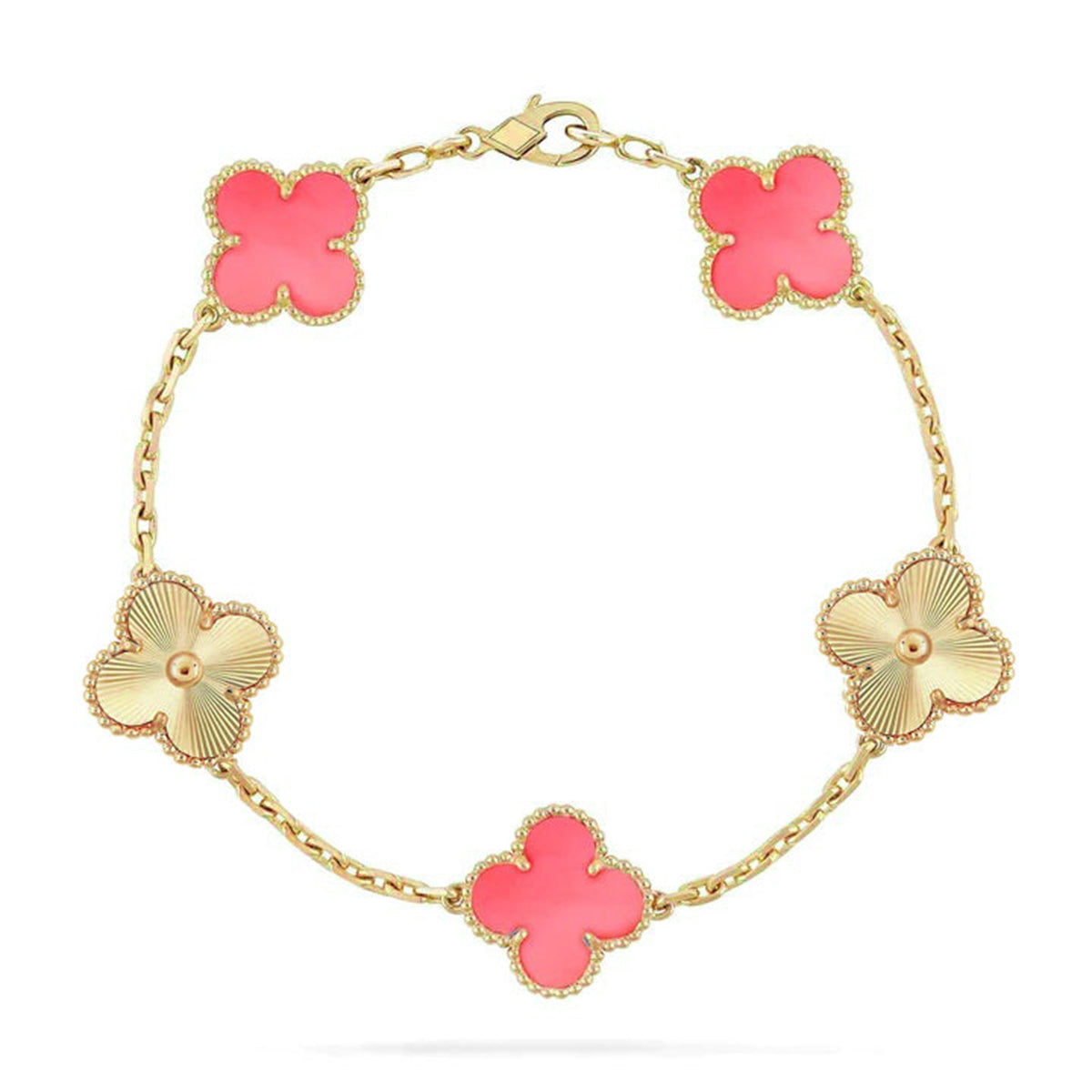 [Legend]LUCKY CLOVER 5-MOTIF BRACELET - PINK MOTHER-OF-PEARL COLLECTION