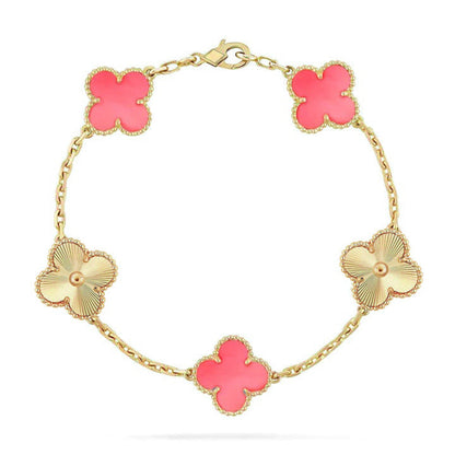 [Legend]LUCKY CLOVER 5-MOTIF BRACELET - PINK MOTHER-OF-PEARL COLLECTION