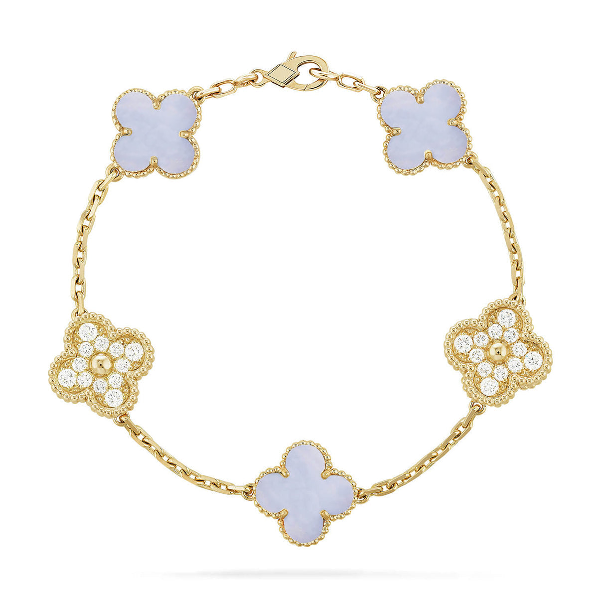 [Legend]LUCKY CLOVER 5-MOTIF BRACELET - PURPLE CHALCEDONY COLLECTION