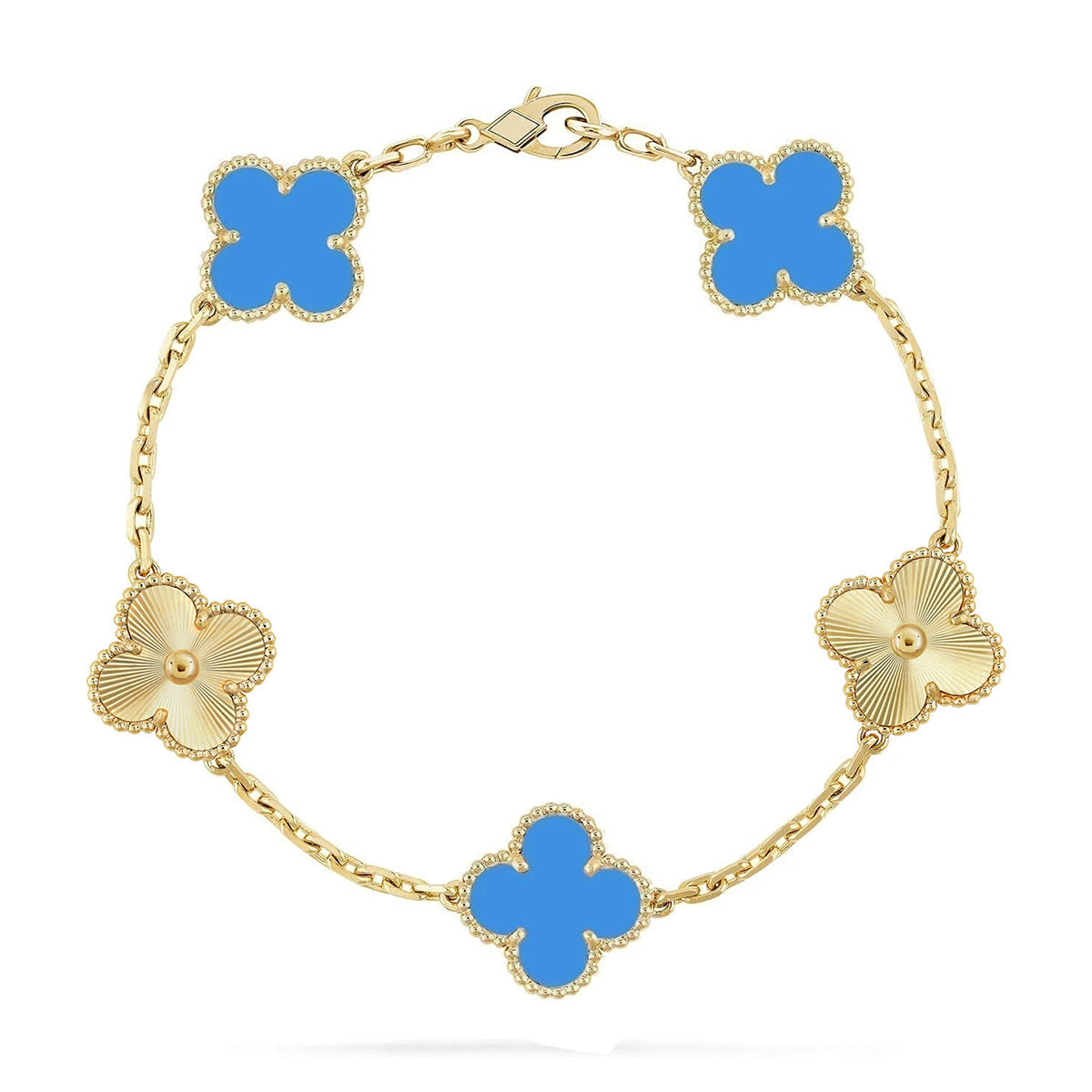 [Legend]LUCKY CLOVER 5-MOTIF BRACELET - BLUE AGATE COLLECTION