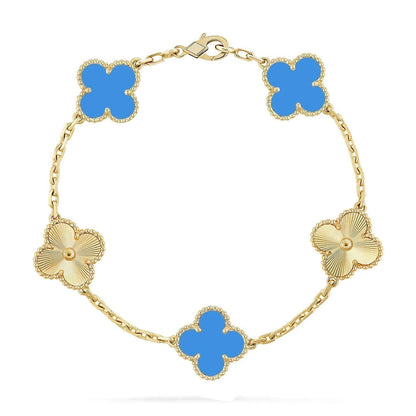 [Legend]LUCKY CLOVER 5-MOTIF BRACELET - BLUE AGATE COLLECTION